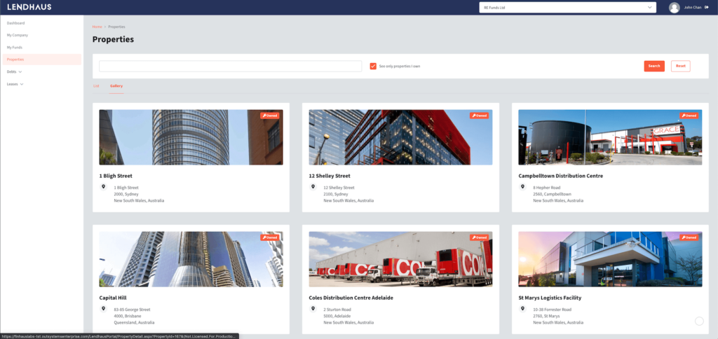 Lenhaus properties dashboard example